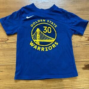 Nike Golden State Warriors navy blue yellow Curry 30 short sleeve shirt SIZE 4